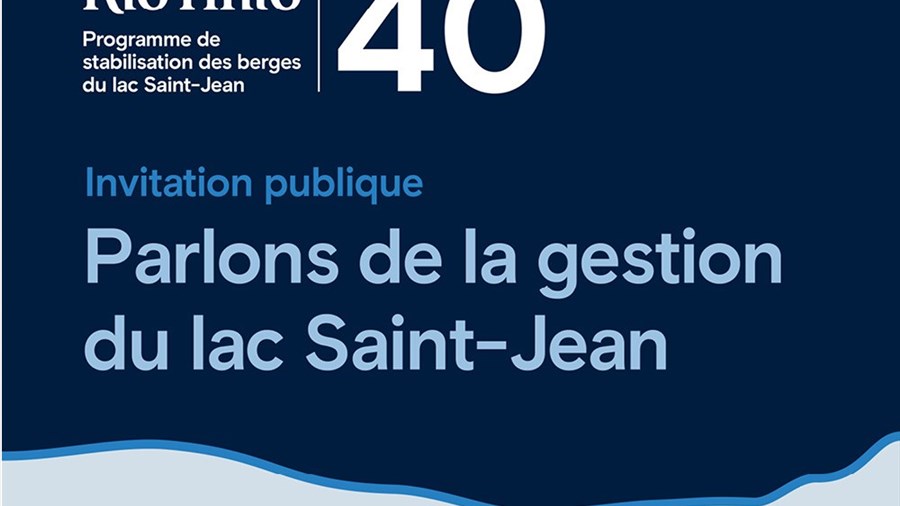 « Parlons de la gestion du lac Saint-Jean » : Rio Tinto invite la population 